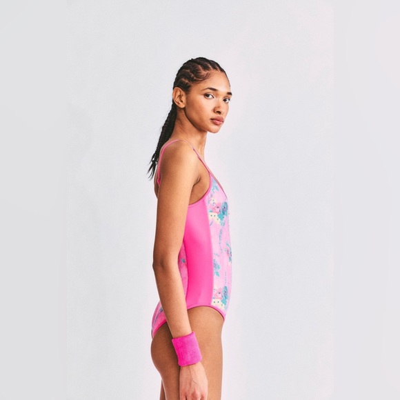LoveShackFancy X Beach Riot Cheryl One Piece HINTS OF HIBISCUS - Picture 5 of 8